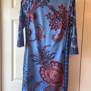 Gretchen Scott Designs Blue and Red Paisley Dress